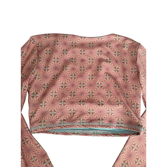 ISA & ANA Floral Long Sleeve Rash Guard Workout Crop Top Size Small - Picture 2 of 8